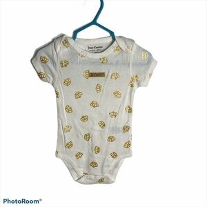 Juicy Couture Crown Print Onesie Sz 12 months Gold